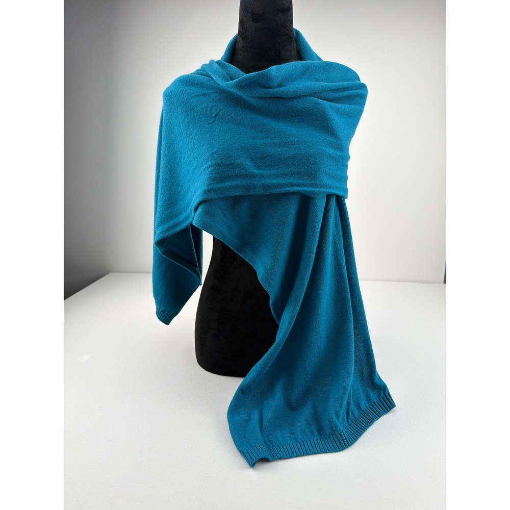 Charter Club Scarf Women's OS Teal Cashmere Angora Blend Knit Wrap Shawl Luxury